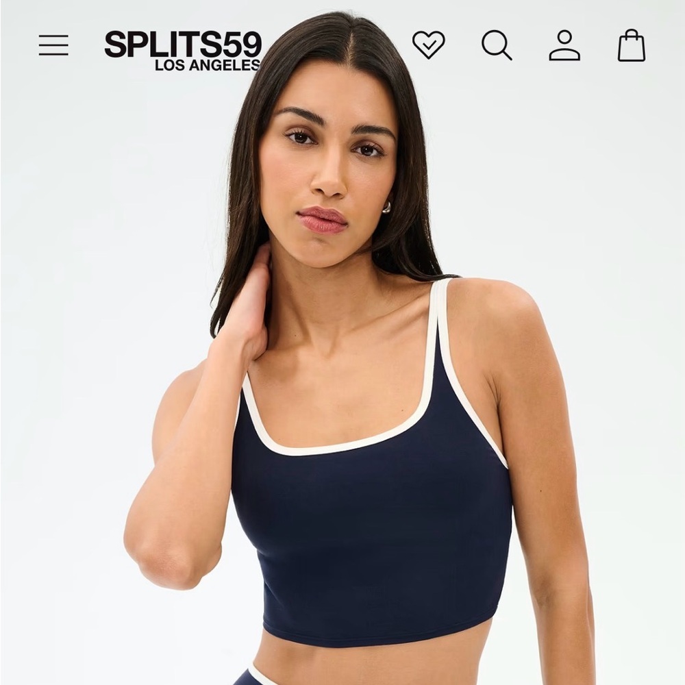 NWT Splits59 Cait Rigor Bralette, Indigo/White, Size Large